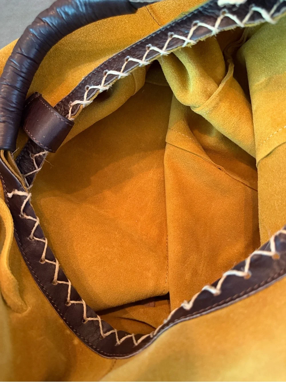 Gianni Notaro Italian Suede Hobo Bag - Mustard Made in Italy Shoulder Bag
